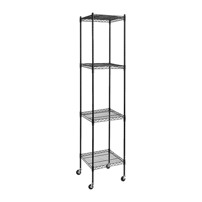 Modular Wire Storage 35x35cm Steel Shelving Black With Wheels For Garage Warehouse Or Kitchen Organisation V63-841501