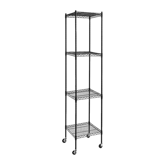Modular Wire Storage 35x35cm Steel Shelving Black With Wheels For Garage Warehouse Or Kitchen Organisation V63-841501
