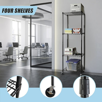 Modular Wire Storage 35x35cm Steel Shelving Black With Wheels For Garage Warehouse Or Kitchen Organisation V63-841501