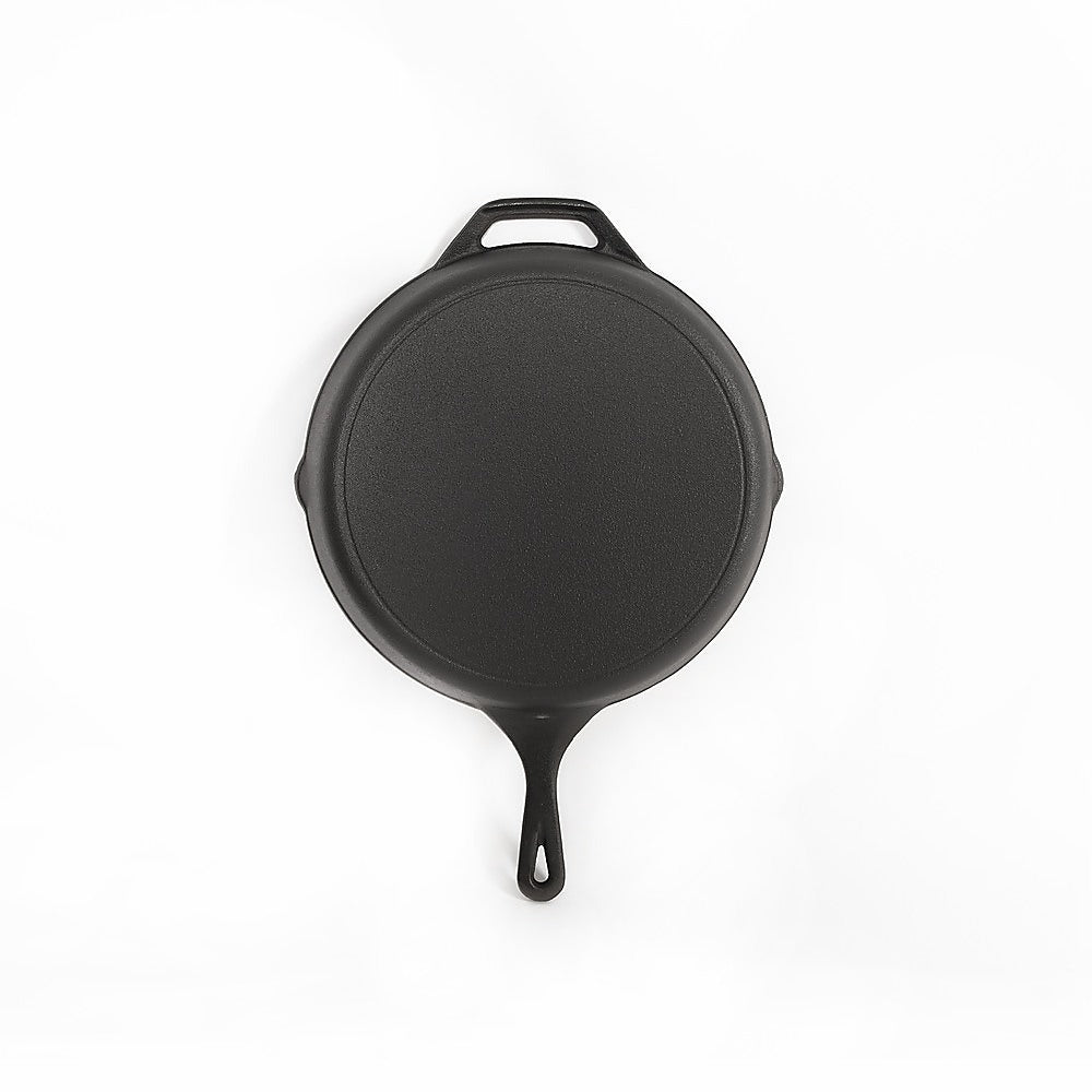 Non-stick Frying Pan Cast Iron Steak Skillet Round BBQ Grill Cookware 30cm V63-841641