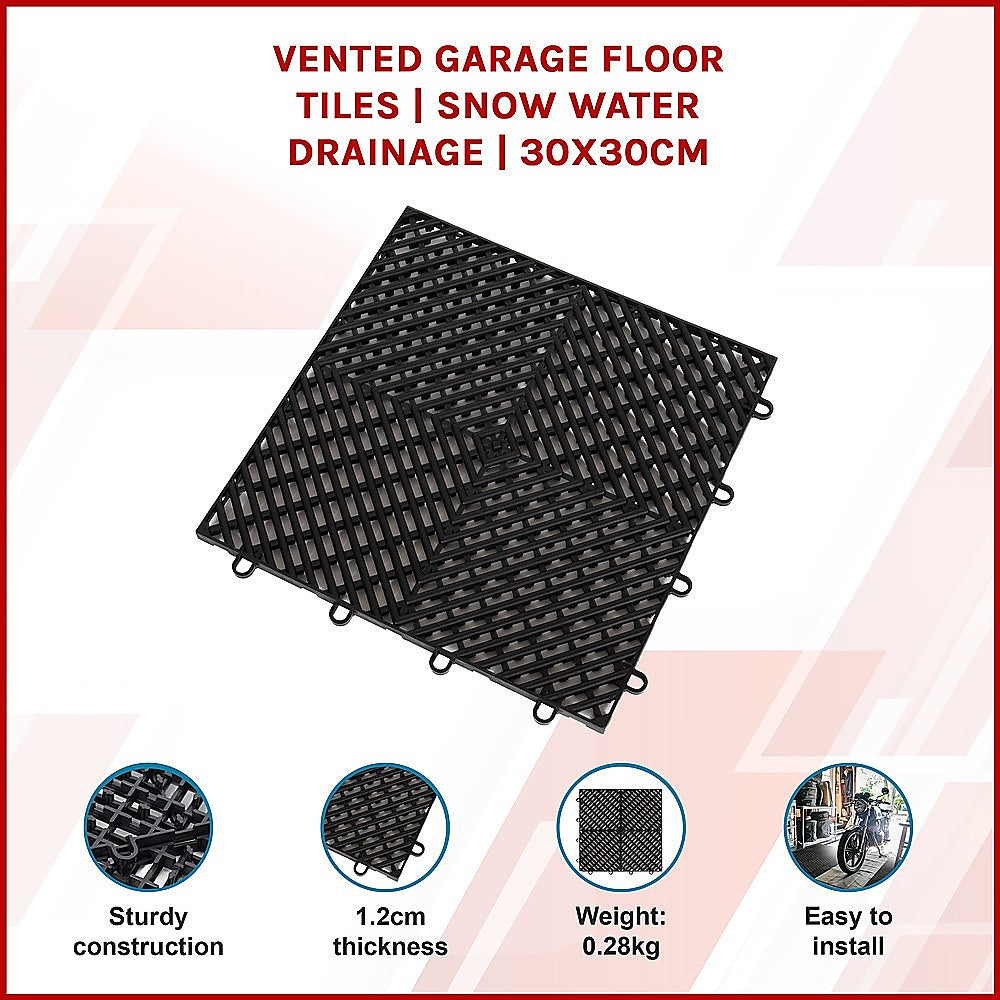 Vented Garage Floor Tiles | Snow Water Drainage | 30x30cm V63-841661