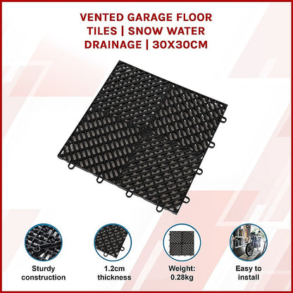 Vented Garage Floor Tiles | Snow Water Drainage | 30x30cm V63-841661
