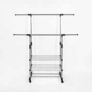 Heavy Duty Commercial Garment Rack Double Bar Rolling Collapsible Clothing Shelf V63-841681
