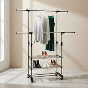 Heavy Duty Commercial Garment Rack Double Bar Rolling Collapsible Clothing Shelf V63-841681