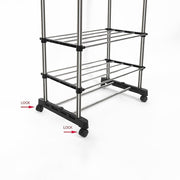 Heavy Duty Commercial Garment Rack Double Bar Rolling Collapsible Clothing Shelf V63-841681