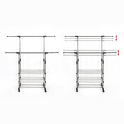 Heavy Duty Commercial Garment Rack Double Bar Rolling Collapsible Clothing Shelf V63-841681