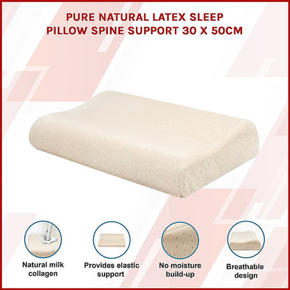 Pure Natural Latex Sleep Pillow Spine Support 30 x 50cm V63-841711