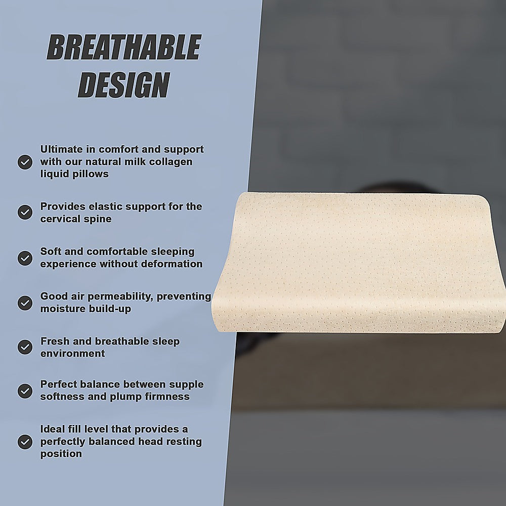 Pure Natural Latex Sleep Pillow Spine Support 30 x 50cm V63-841711