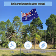 9.1m Flag Pole Kit Telescopic Heavy Duty 16 Gauge Aluminium with Flag V63-841721