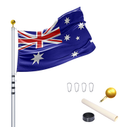 9.1m Flag Pole Kit Telescopic Heavy Duty 16 Gauge Aluminium with Flag V63-841721