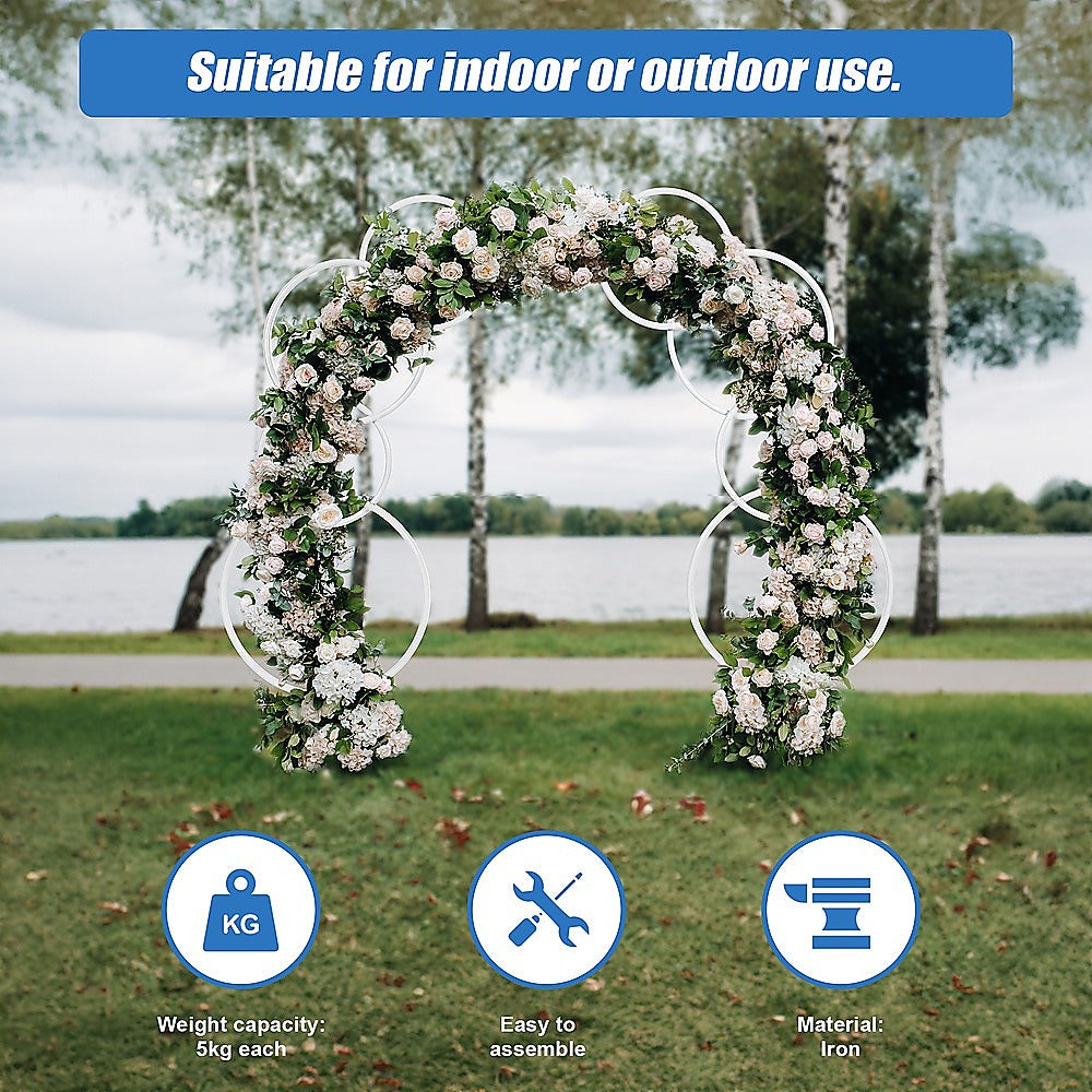 2pcs Round Wedding Arch Backdrop Rings Loops Flower Balloon Lawn Row Stand V63-841751
