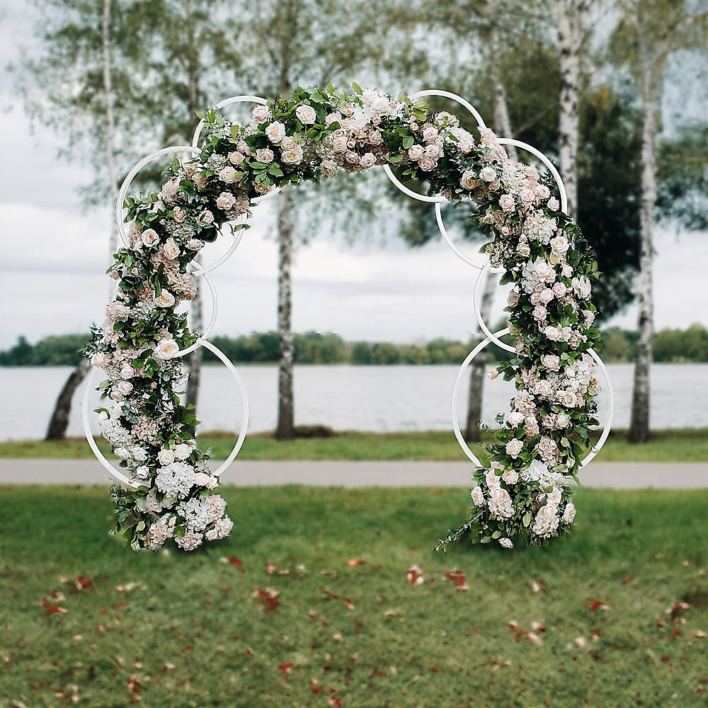 2pcs Round Wedding Arch Backdrop Rings Loops Flower Balloon Lawn Row Stand V63-841751
