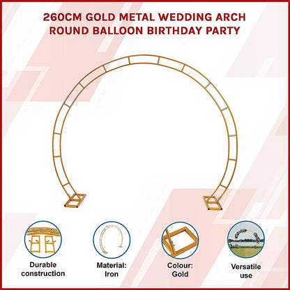 260cm Gold Metal Wedding Arch Round Balloon Birthday Party V63-841761