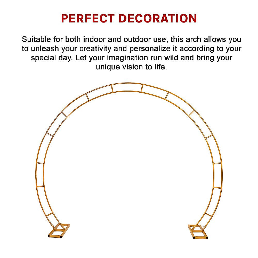 260cm Gold Metal Wedding Arch Round Balloon Birthday Party V63-841761