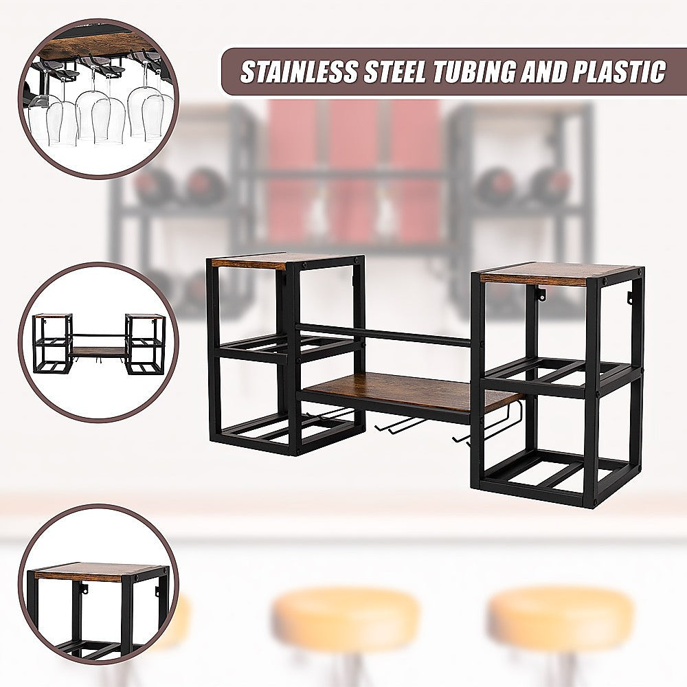Wall Mounted Wine Rack 3 Stem Glass Holder Storage Organiser V63-841821