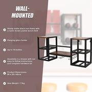 Wall Mounted Wine Rack 3 Stem Glass Holder Storage Organiser V63-841821