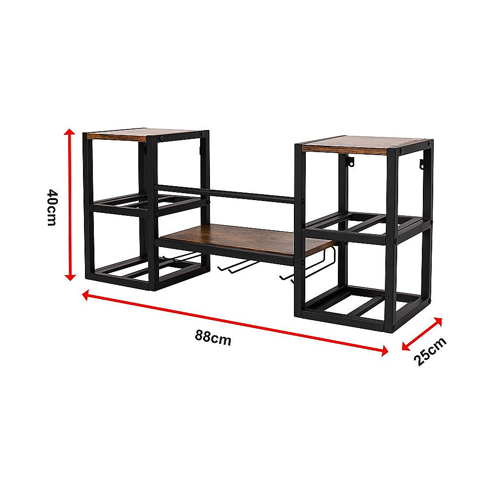 Wall Mounted Wine Rack 3 Stem Glass Holder Storage Organiser V63-841821