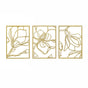 3 Piece Gold Flower Metal Wall Decor Abstract Floral Aesthetic Set of 3 V63-841841