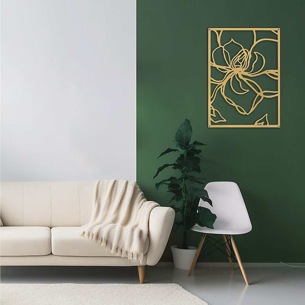 3 Piece Gold Flower Metal Wall Decor Abstract Floral Aesthetic Set of 3 V63-841841