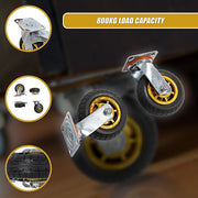 Castor Wheels 4 x 6" 150mm Swivel Silent Caster 2 Brakes 800KG V63-841911