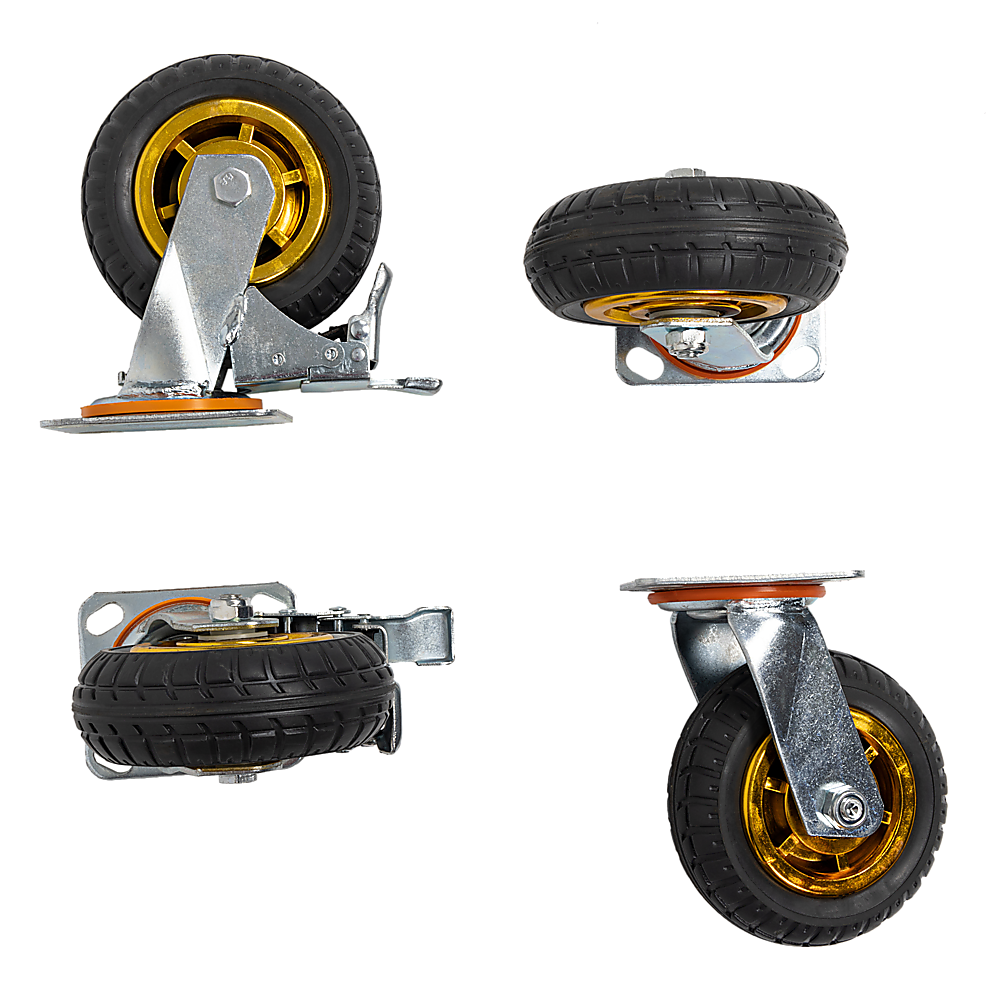 Castor Wheels 4 x 6" 150mm Swivel Silent Caster 2 Brakes 800KG V63-841911