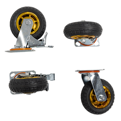 Castor Wheels 4 x 6" 150mm Swivel Silent Caster 2 Brakes 800KG V63-841911