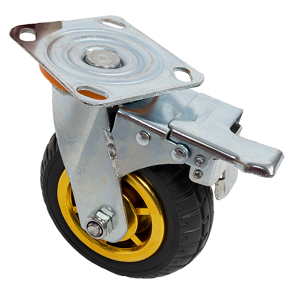 Castor Wheels 4 x 6" 150mm Swivel Silent Caster 2 Brakes 800KG V63-841911