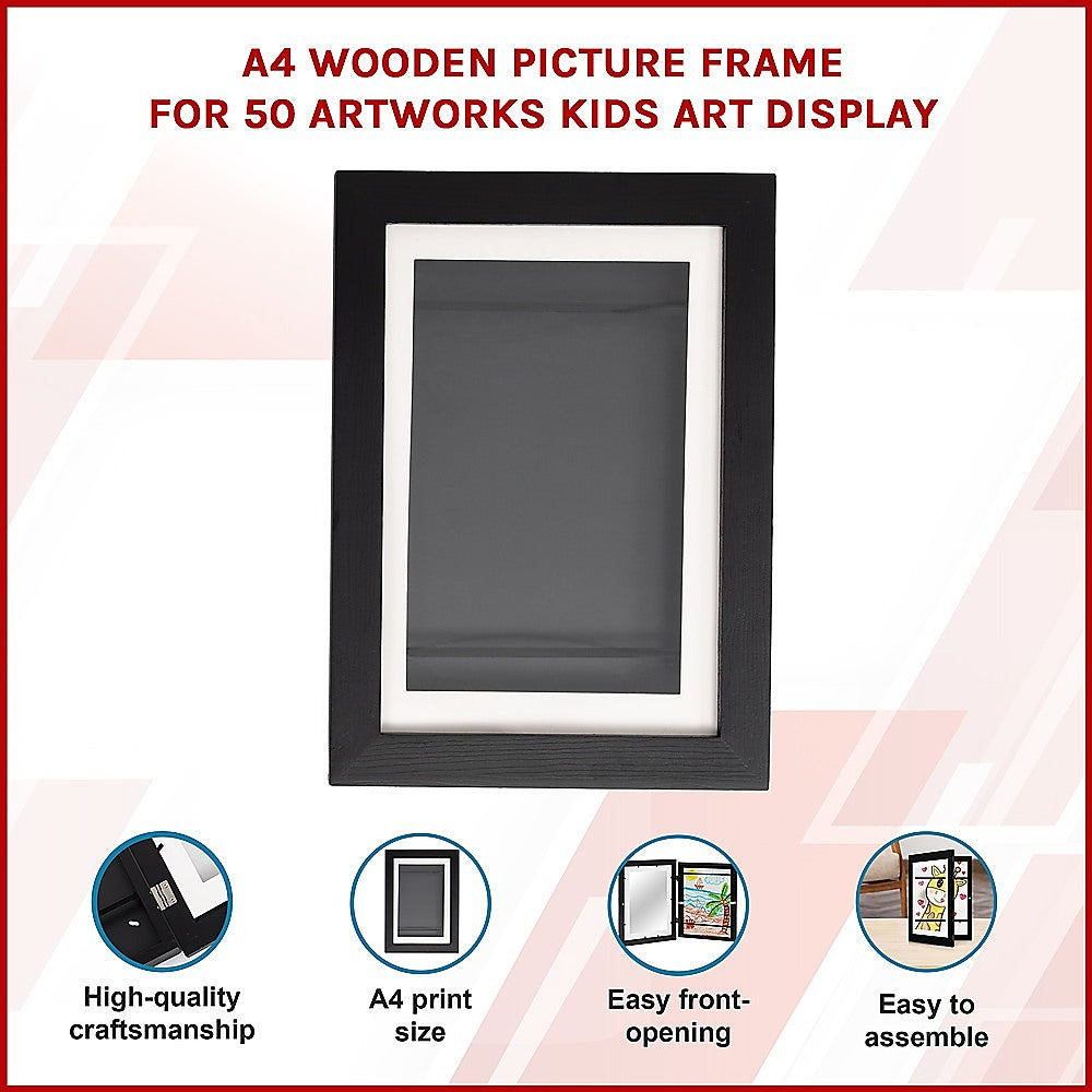 A4 Wooden Picture Frame For 50 Artworks Kids Art Display V63-841931
