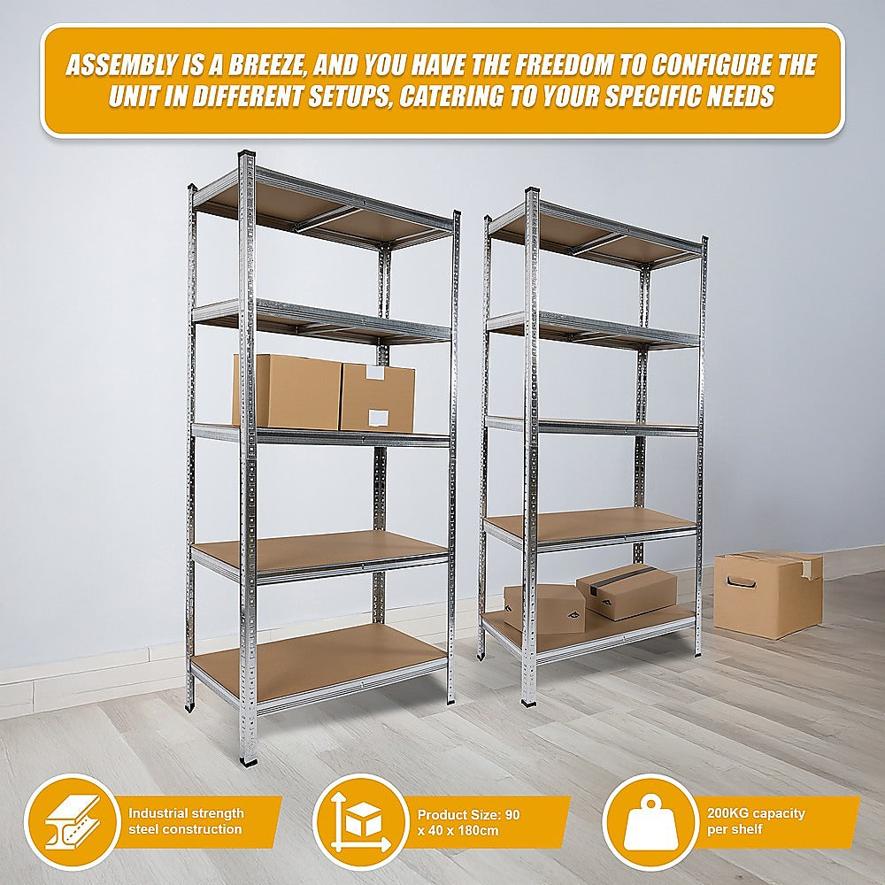 2 x 1.8M Garage Shelving Warehouse Rack Storage Shelves Pallet Racking V63-842041