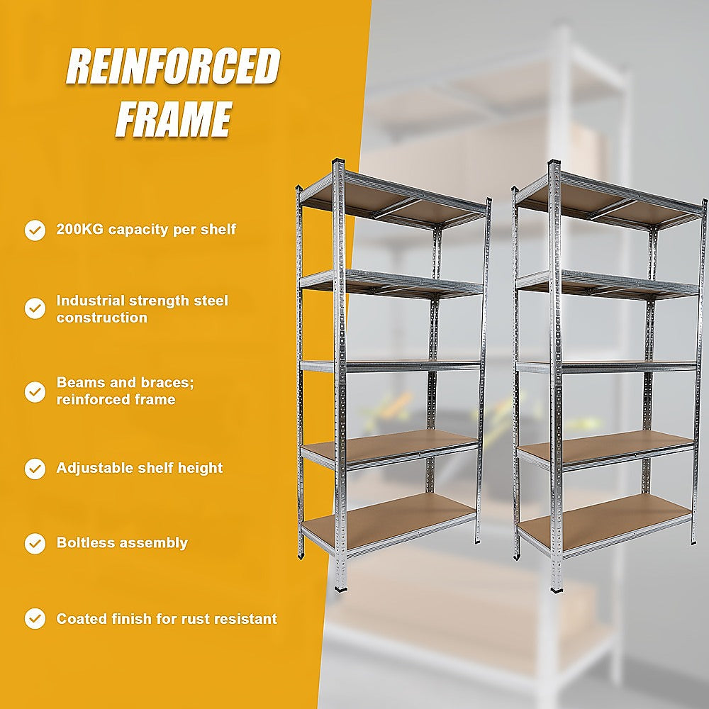 2 x 1.8M Garage Shelving Warehouse Rack Storage Shelves Pallet Racking V63-842041