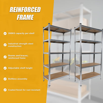 2 x 1.8M Garage Shelving Warehouse Rack Storage Shelves Pallet Racking V63-842041