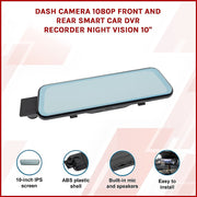 Dash Camera 1080P Front and Rear Smart Car DVR Recorder Night Vision 10" V63-842051