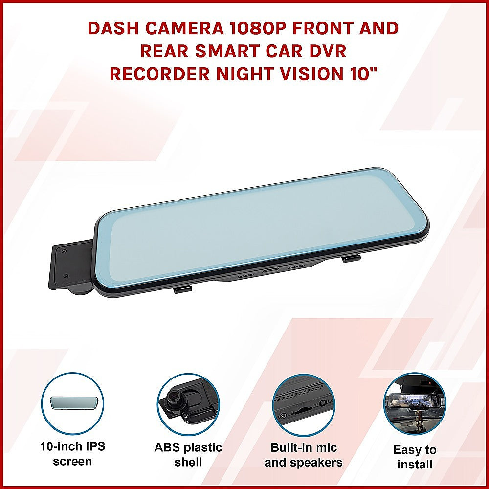 Dash Camera 1080P Front and Rear Smart Car DVR Recorder Night Vision 10" V63-842051