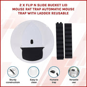 2 x Flip N Slide Bucket Lid Mouse Rat Trap Automatic Reusable V63-842071