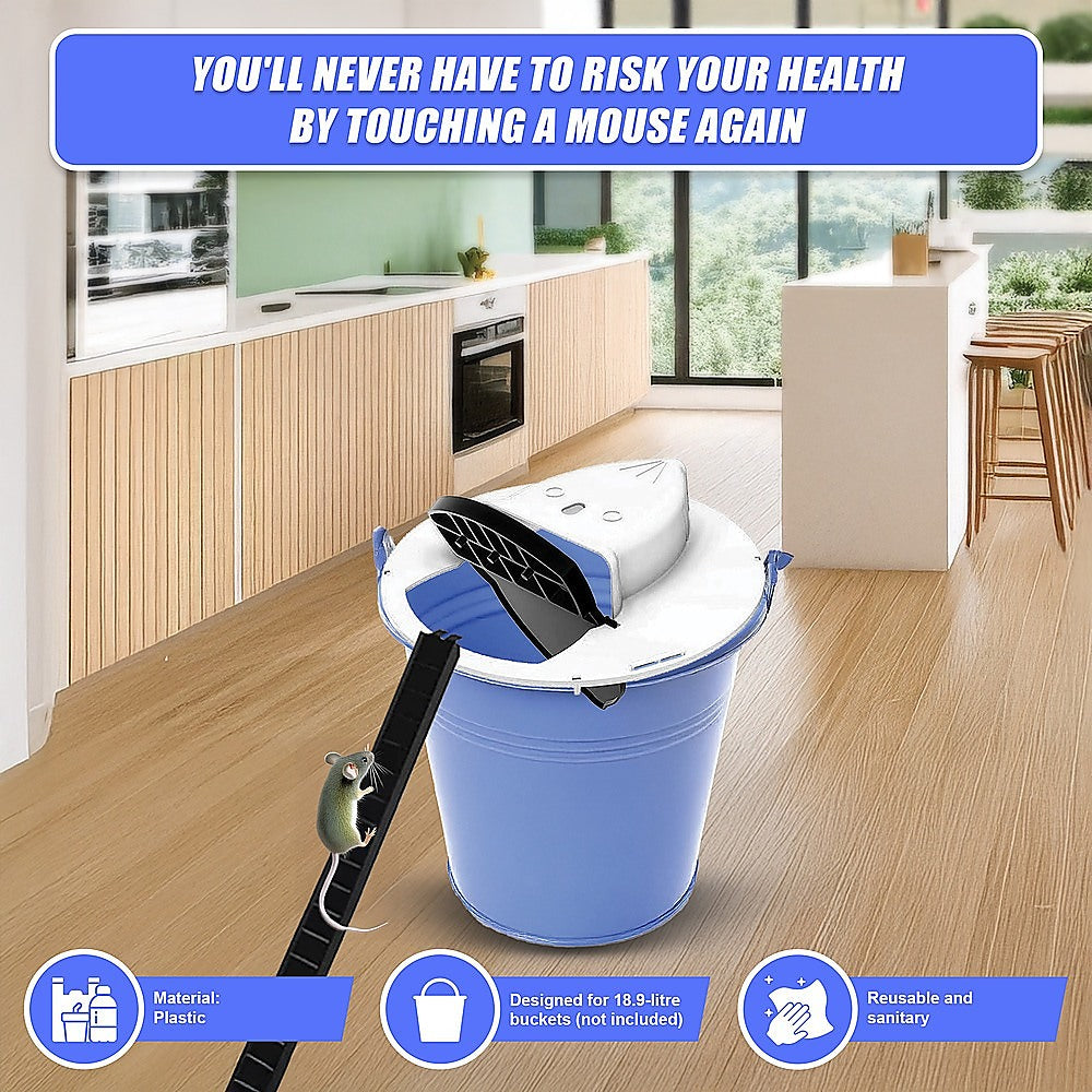 2 x Flip N Slide Bucket Lid Mouse Rat Trap Automatic Reusable V63-842071