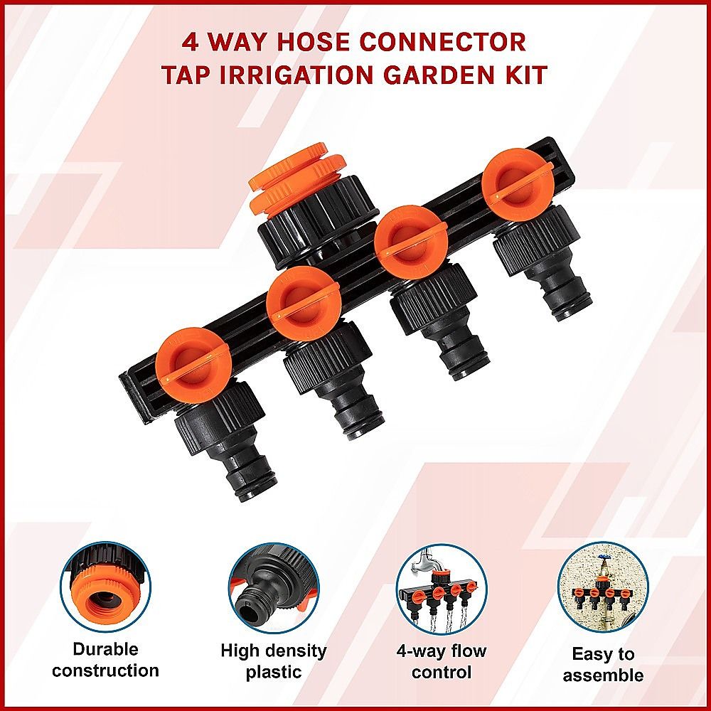 4 Way Hose Connector Tap Irrigation Garden Kit V63-842151