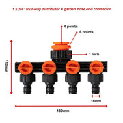 4 Way Hose Connector Tap Irrigation Garden Kit V63-842151