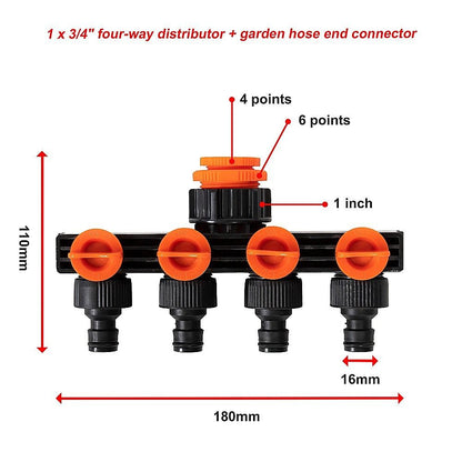 4 Way Hose Connector Tap Irrigation Garden Kit V63-842151