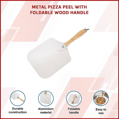 Metal Pizza Peel with Foldable Wood Handle V63-842161