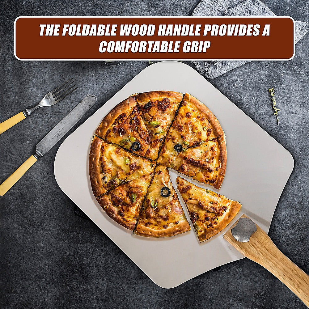 Metal Pizza Peel with Foldable Wood Handle V63-842161