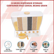 6 Grids Dispenser Storage Container Rice Cereal Beans Grain V63-842211