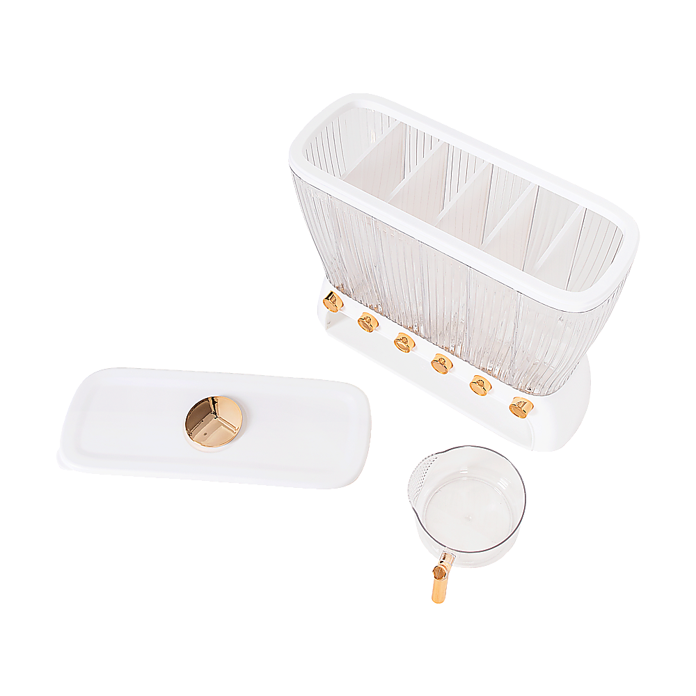 6 Grids Dispenser Storage Container Rice Cereal Beans Grain V63-842211