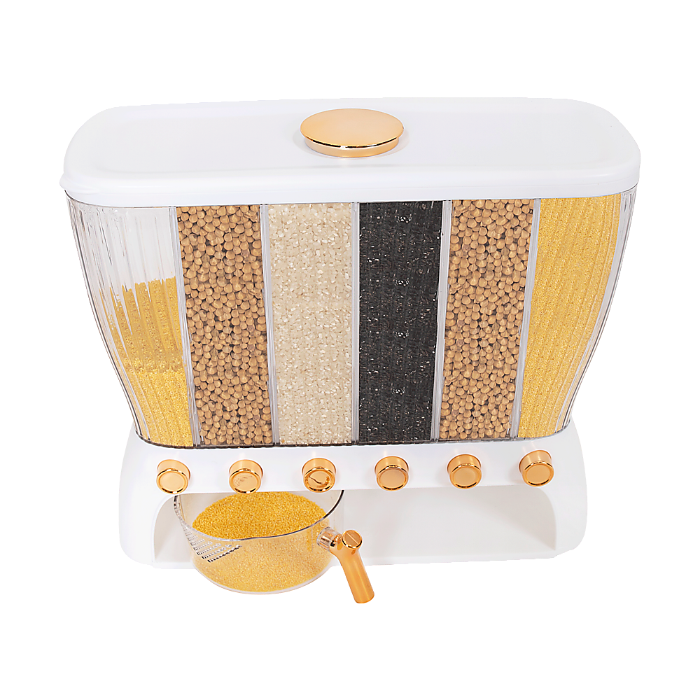 6 Grids Dispenser Storage Container Rice Cereal Beans Grain V63-842211