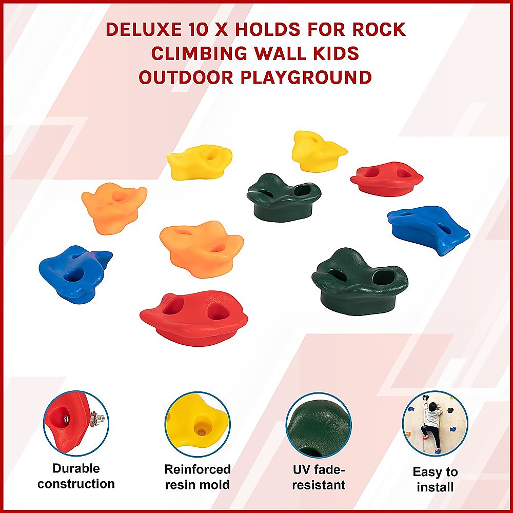 Deluxe 10 x Holds for Rock Climbing Wall Kids Outdoor Playground V63-842221