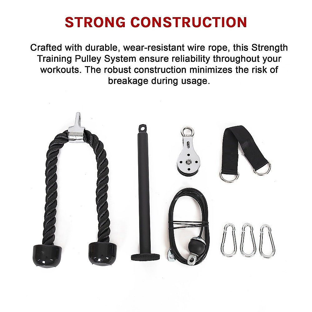 Fitness Pulley Set Gym Kit Tool Accessories Wire Rope V63-842231