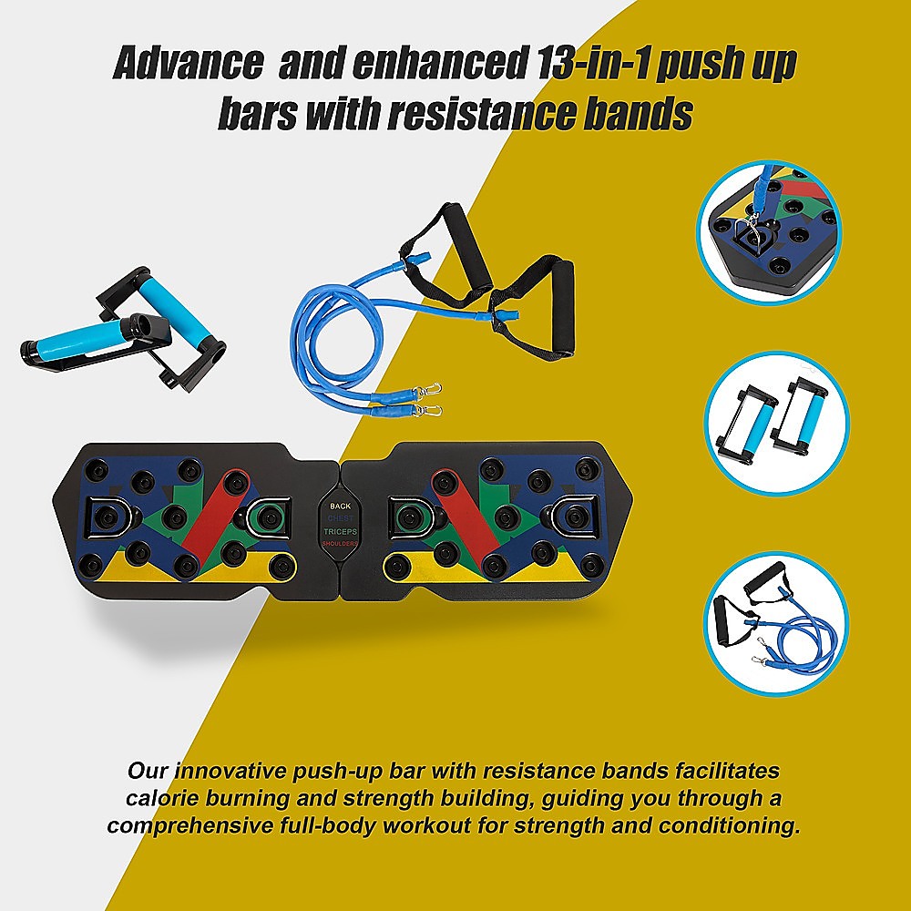 Push Up Board Rack System 13-in-1 Body Building Exercise Workout Tools V63-842351