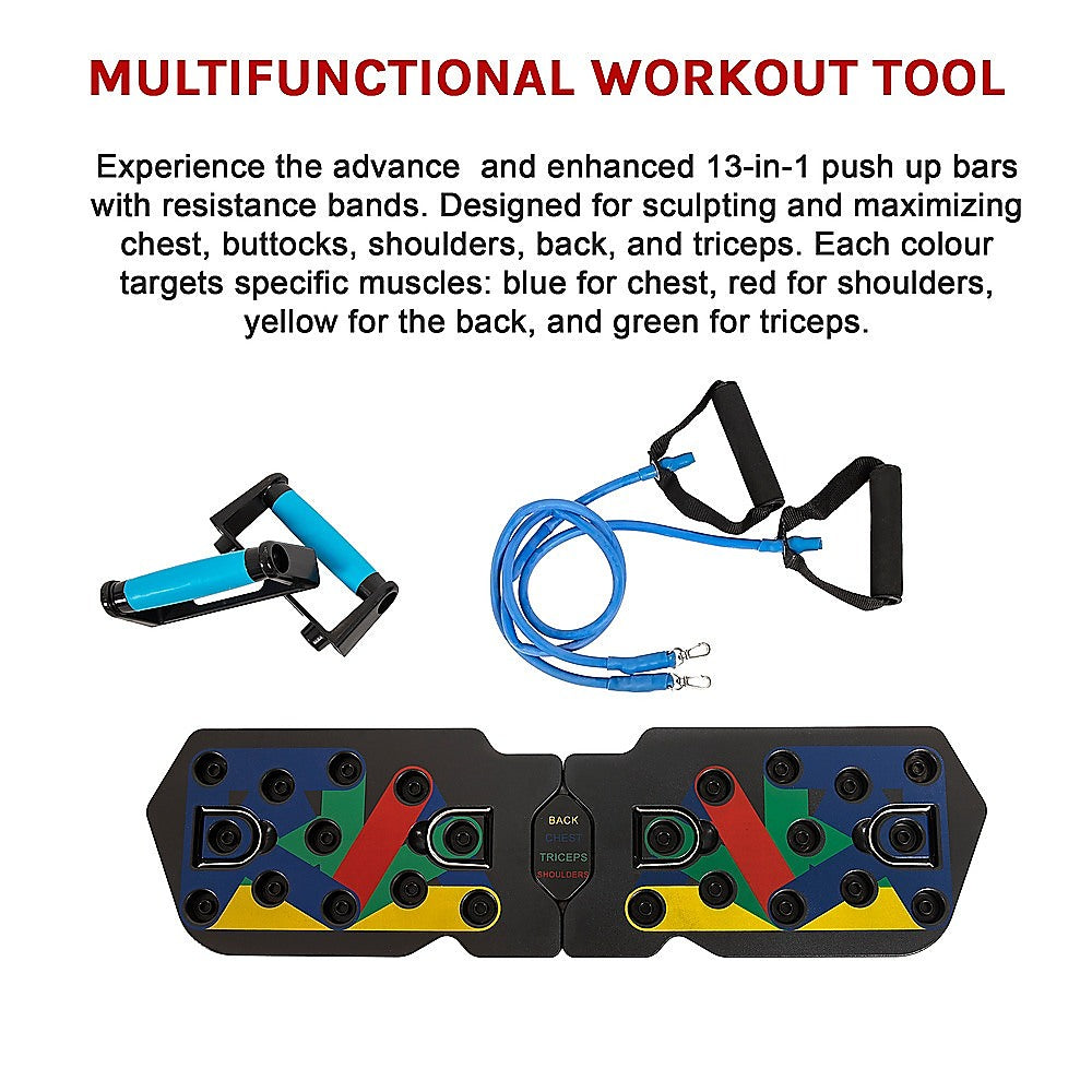Push Up Board Rack System 13-in-1 Body Building Exercise Workout Tools V63-842351
