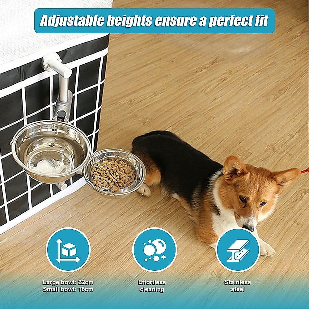 Wall Mounted Dog Bowl Adjustable Height Pet Feeder For Easy Feeding V63-842371