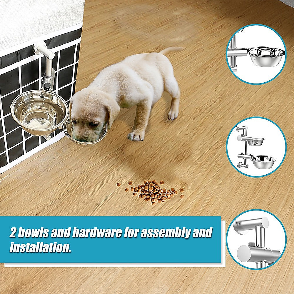 Wall Mounted Dog Bowl Adjustable Height Pet Feeder For Easy Feeding V63-842371