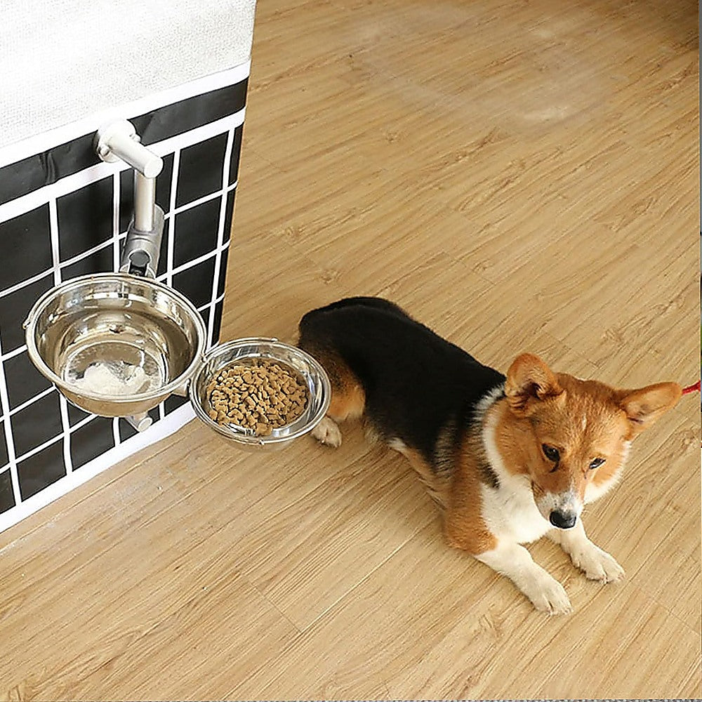 Wall Mounted Dog Bowl Adjustable Height Pet Feeder For Easy Feeding V63-842371